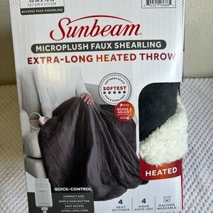 Sunbeam Dark Gray Microplush Heated Throw Extra Long